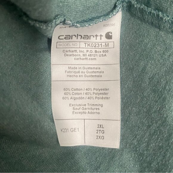 Carhartt Mens Long-Sleeve T-Shirt 2XL Loose Fit Green Cotton/Polyester Blend - Picture 3 of 4